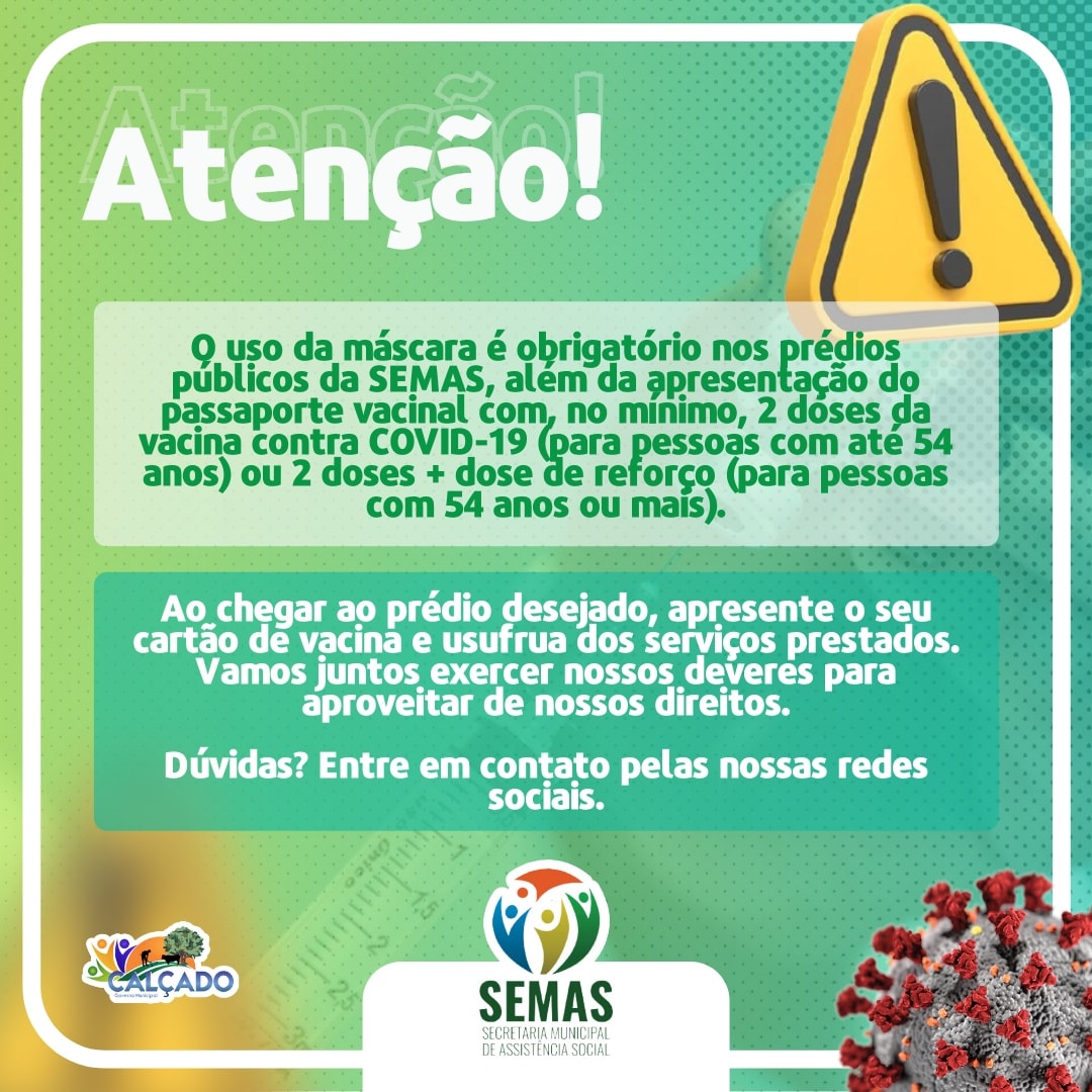 Secretaria de Assistência Social reforça medidas de prevenção contra a Covid-19 em Calçado