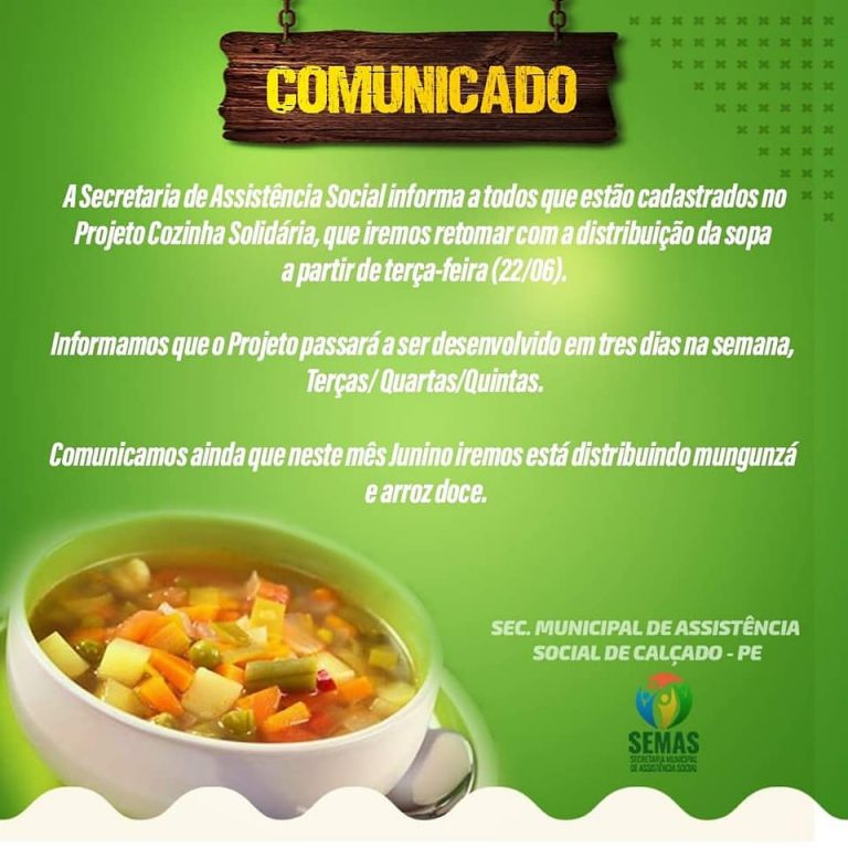 Secretaria de Assistência Social retoma atividades do Projeto Cozinha Solidária