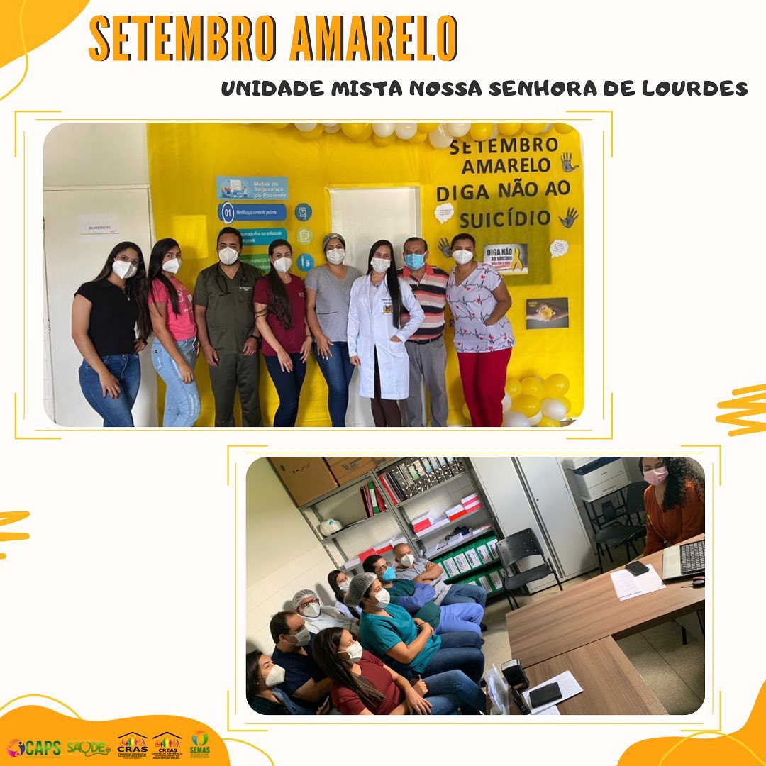 Setembro Amarelo: Unidade de Saúde Nossa Senhora de Lourdes promove palestras