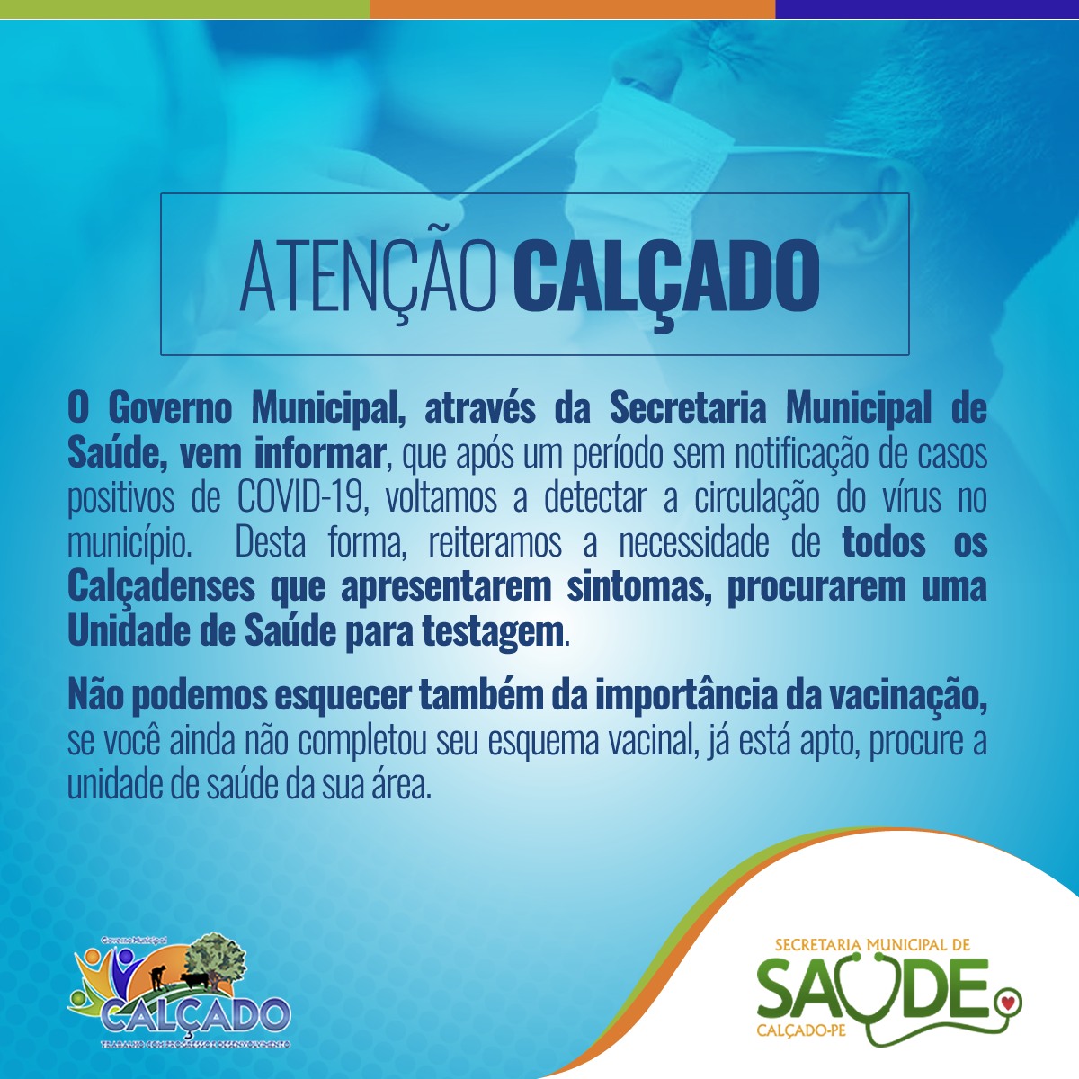 Município volta a registrar casos de COVID-19 e reforça alerta à população