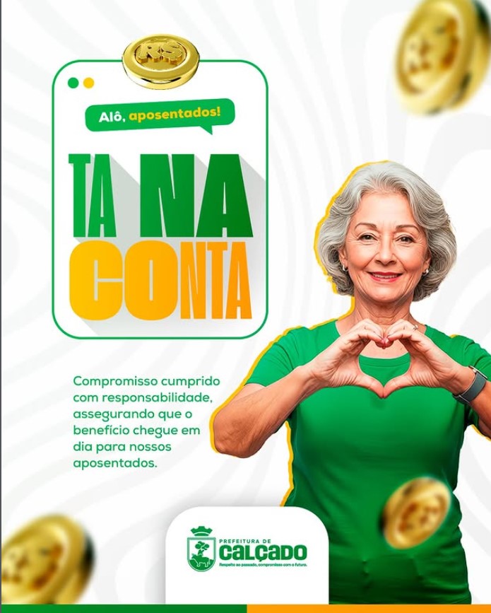 Prefeitura de Calçado realiza pagamento de aposentados no dia 30 de dezembro de 2025