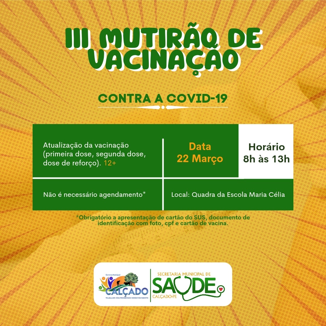Calçado realiza III Mutirão de Vacinação contra a Covid-19 no dia 22 de março