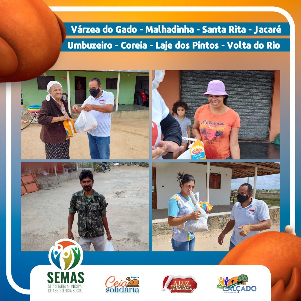 Ceia Solidária leva alimentos e esperança às comunidades rurais de Calçado