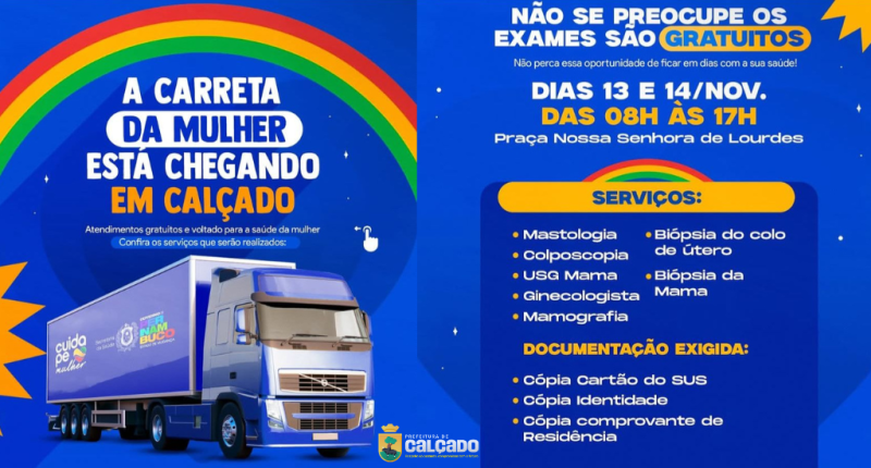 Calçado promove ação de saúde da mulher com atendimento itinerante nos dias 13 e 14 de novembro