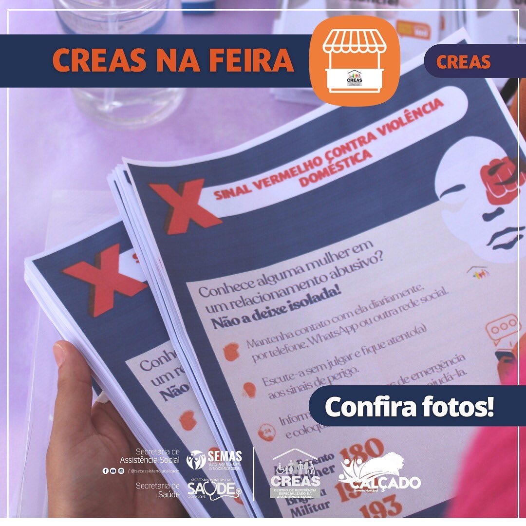 CREAS Realiza Ação “Sinal Vermelho” Contra a Violência Doméstica em Calçados